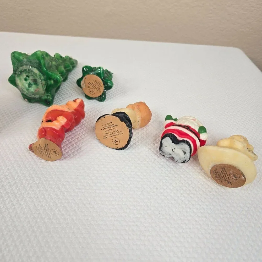 Vintage Gurly Halo Christmas Candle Lot 10 Santa Snowman Angel Tree Choir